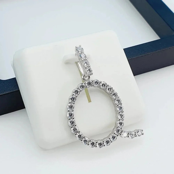 "925 Sterling Silver Cubic Zirconia Initial Pendant, UU1P6A6183 - Picture 6 of 9